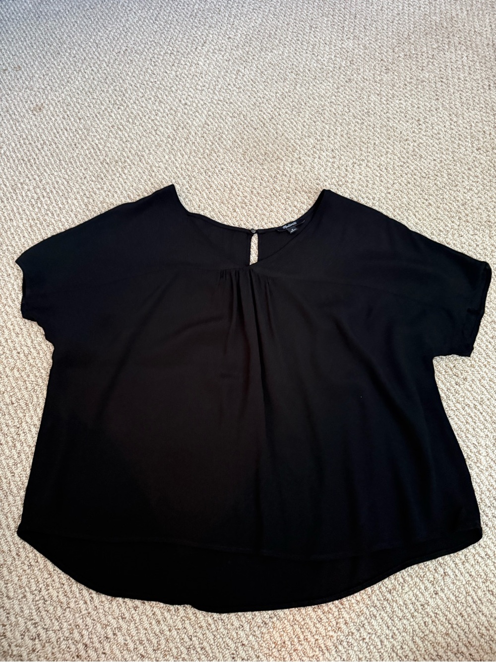 Madewell Black Short Sleeve Flutter Top